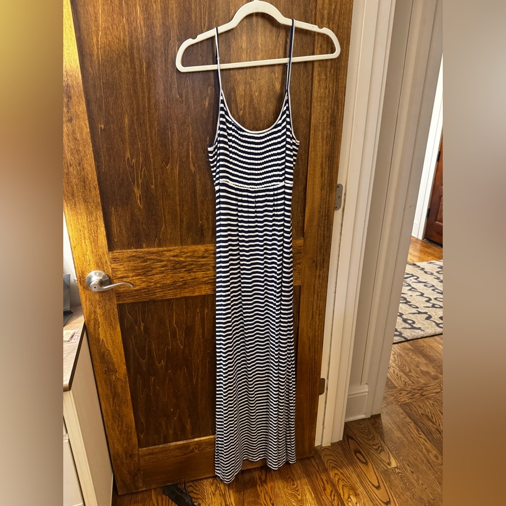 Calvin Klein Navy and White Striped Dress